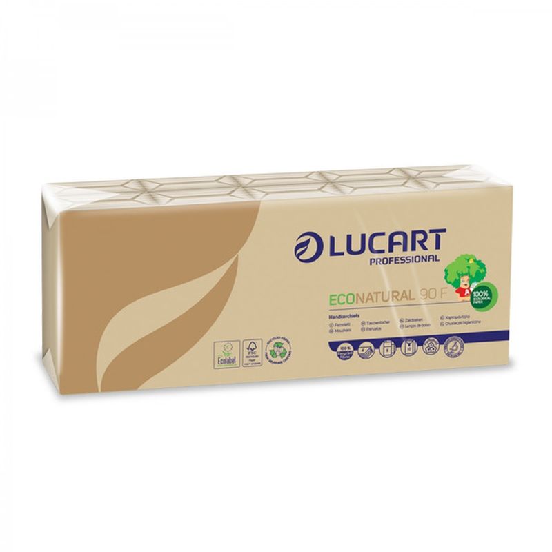 LUCART Papírzsebkendő Econatural, 4rét. 9X10db/csom 90F 843166